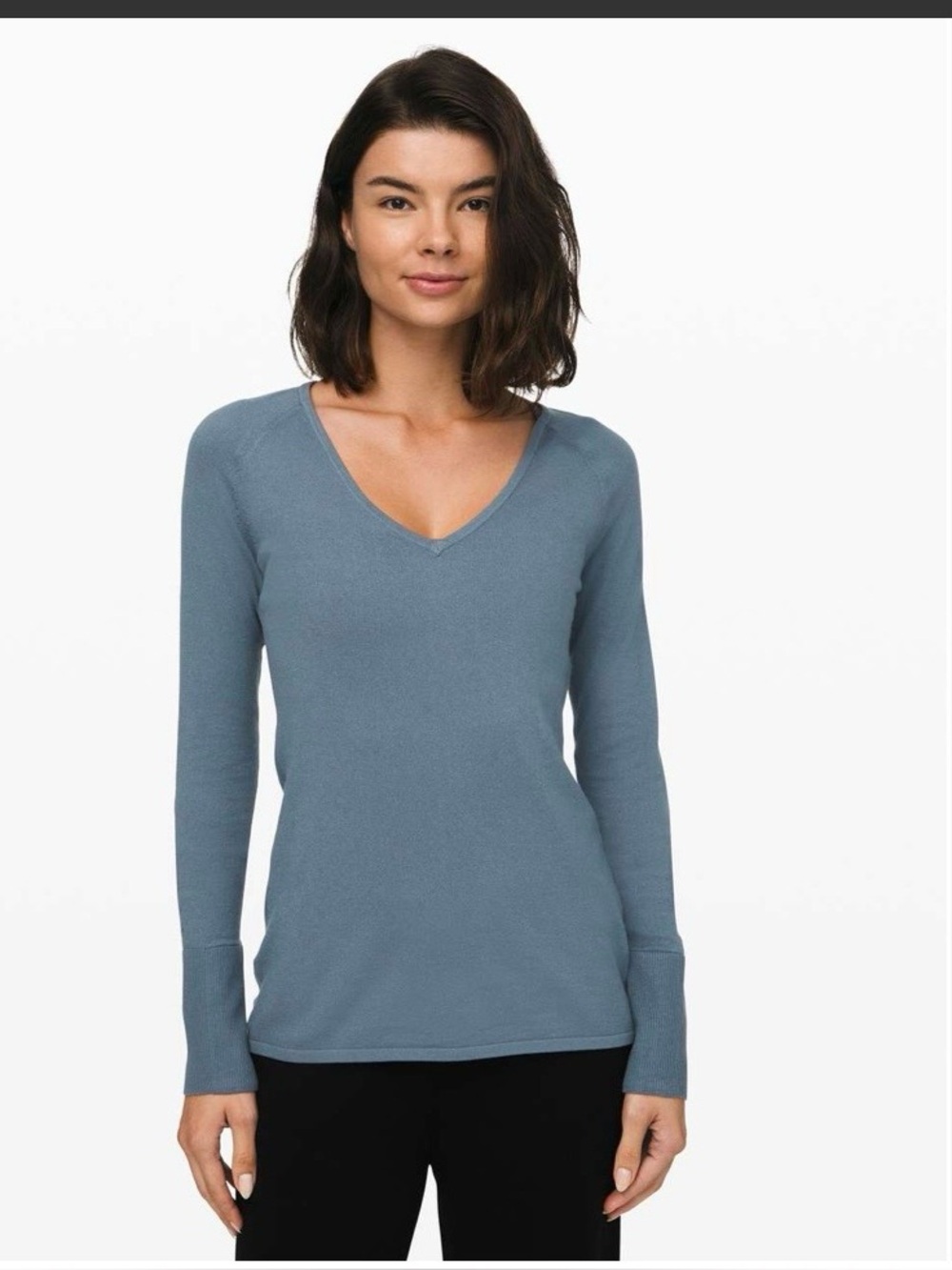 55. Lululemon $98 Stand Steady Long Sleeve V-Neck Pima Cotton/Merino Wool Small